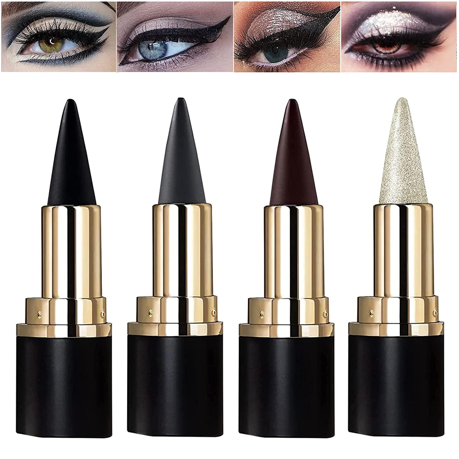UNIFULL 4 color Gel Eyeliner, Cream Eyeliner Tool Smudge Proof Eyeliner Pencil Matte Black Eyeliner Pencil Tattoo Eyeliner Pen Eyeliner Gel Stick Makeup Eye-liners for Women(4 color)