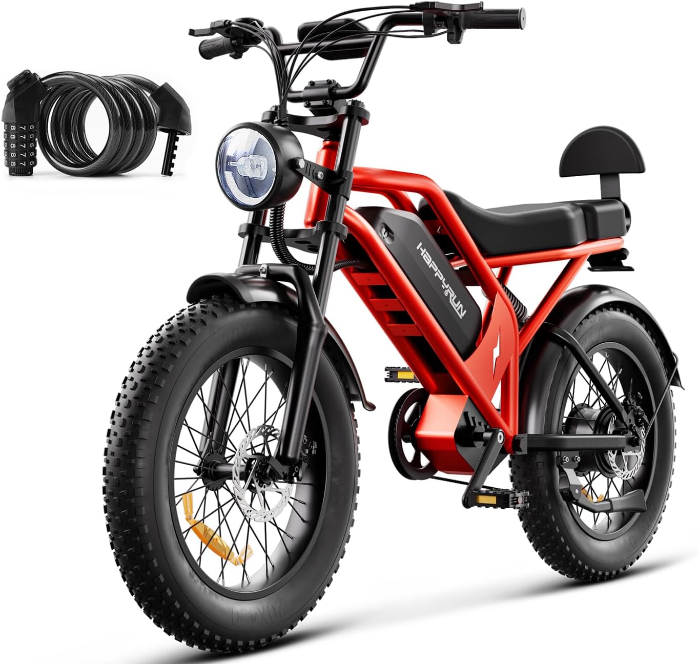 HAPPYRUN Electric Bike for Adults, 1500W Motor, 48V 18Ah Removable Battery, 20" Fat Tire Ebike, 7-Speed Transmission, Up to 32MPH and 68+ Miles Range, All-Terrain E-Bike