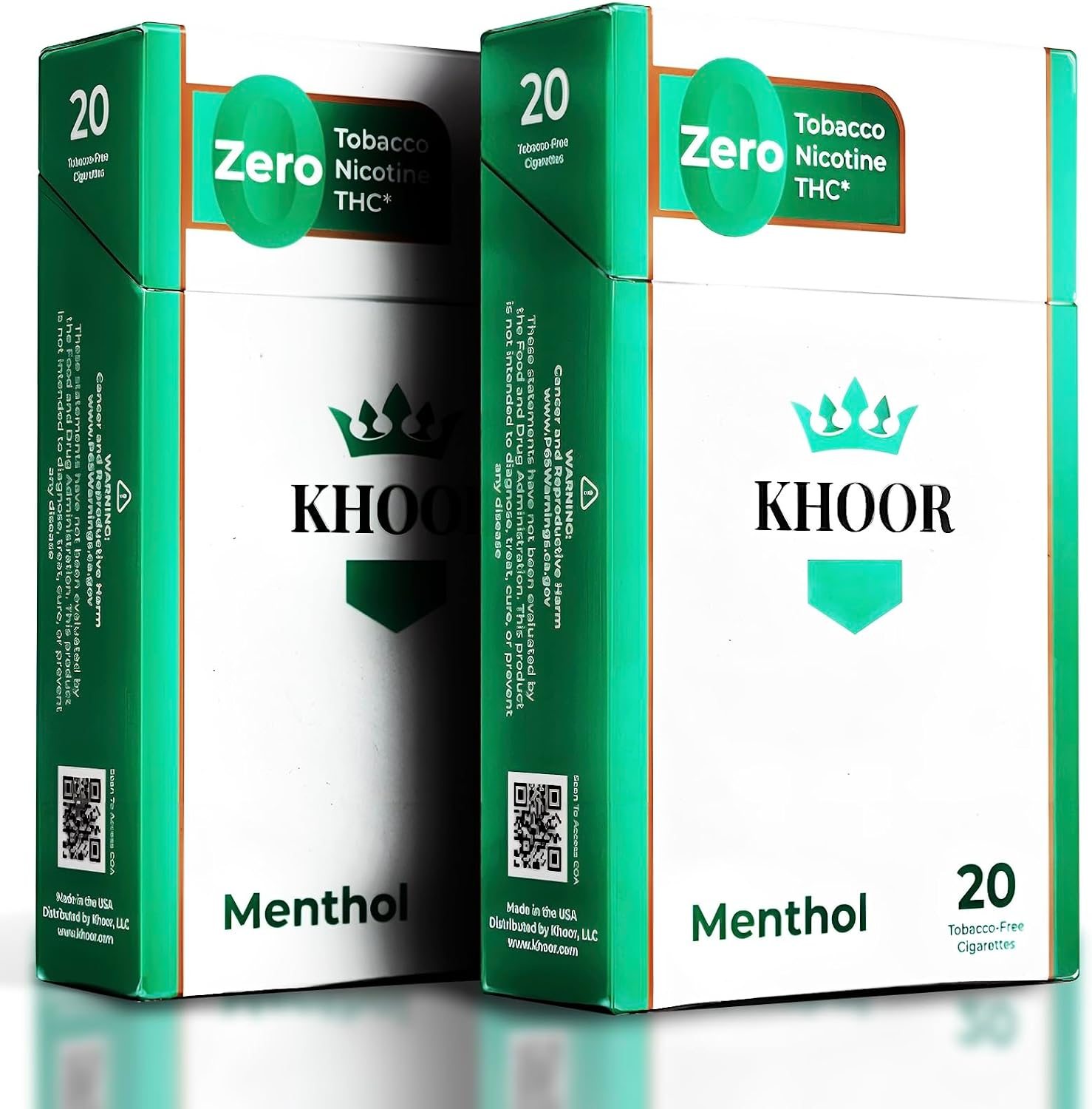 KHOOR Menthol Herbal Smokes, Tobacco & Nicotine Free (2 Packs)