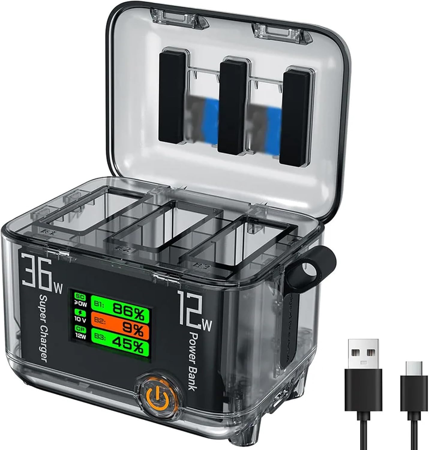 Honbobo Battery Charging Hub for DJI Osmo 360, Fast Charging Case Batteries Charger for DJI Osmo Action 5 Pro/Osmo Action 4/Osmo Action 3