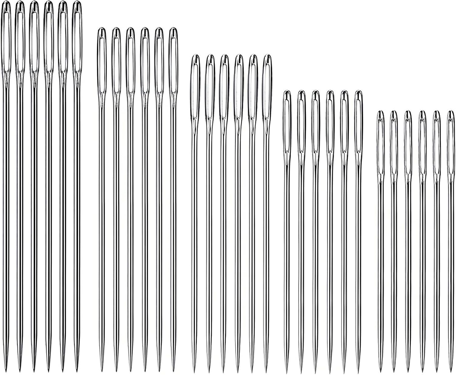 Z-TIISON 30pcs Big Eye Hand Sewing Needles in 5pcs Different Sizes 6 for Each Size Large Eye Stitching Needles in a Clear Tube Upholstery Needles Set 1.65” 1.8” 2” 2.2” 2.36”