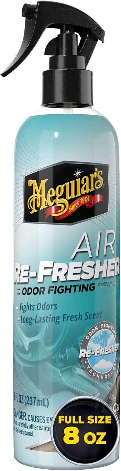 Meguiar’s Air Re-Fresher Odor Fighting Spray - New Car Scent - Convenient Car Air Freshener that Instantly Fights Odors and Leaves Behind a Long-Lasting New Car Scent, 8 Oz Trigger Spray