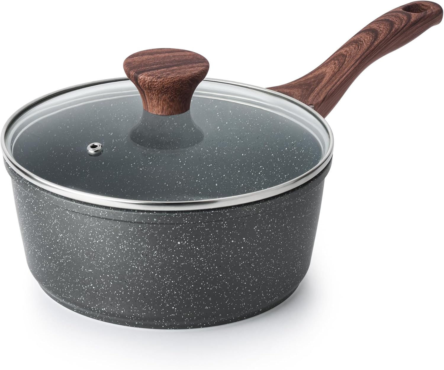 SENSARTE Nonstick Sauce Pan with Lid, 2.5QT Medium Sauce Pot with Swiss Granite Coating, Stay-cool Handle, Multipurpose Handy Little Saucepan, Induction Capable, PFOA Free