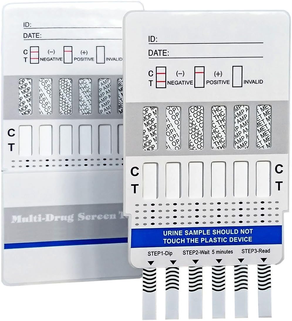 One Step: 5 x Drug Test Kits Urine 10 in 1 Panel Kit - Tests for Heroin, Opiates, Cannabis, Cocaine, Speed and more