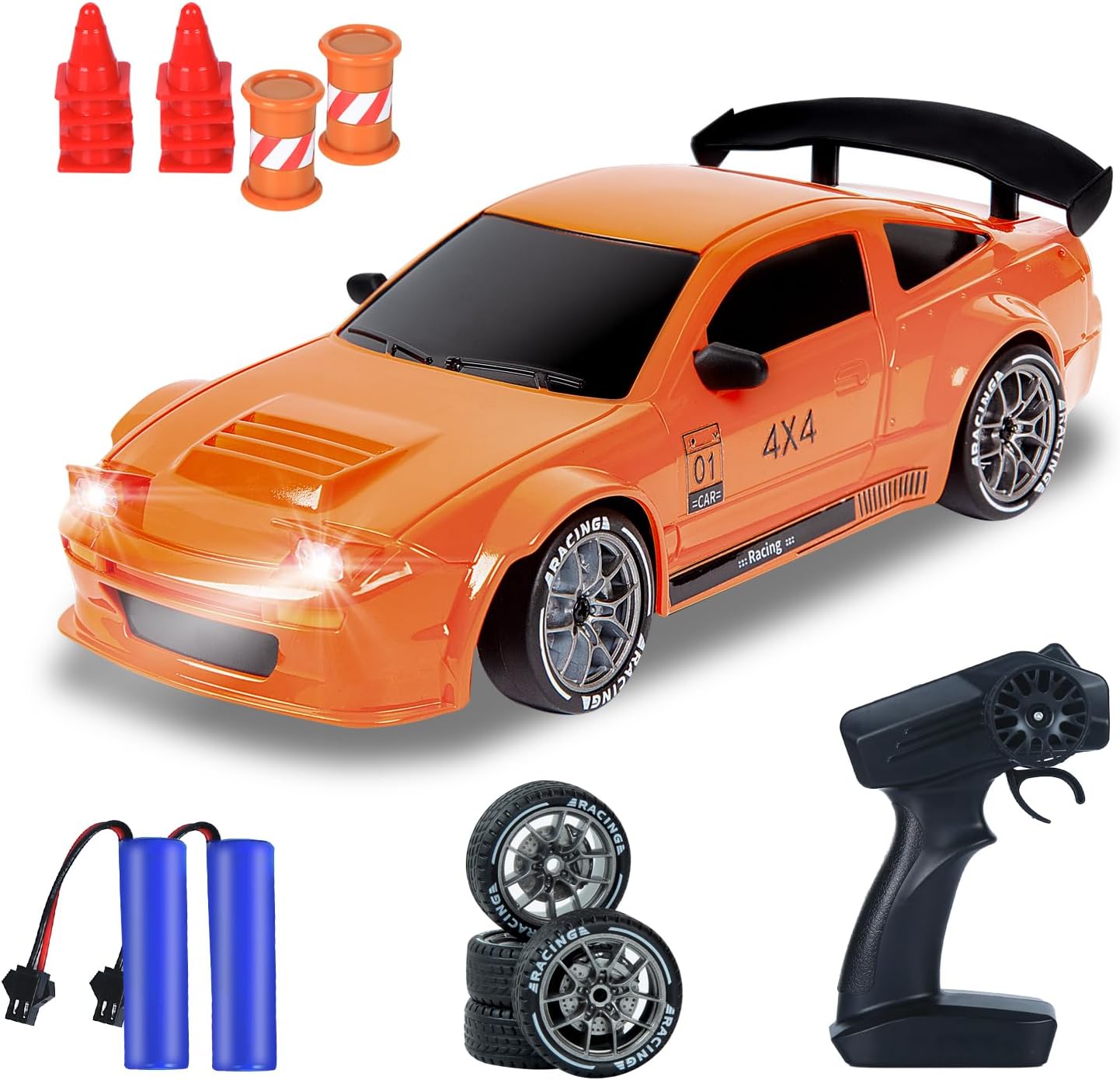BORSTOYPRO RC Drift Car, 1:24 Remote Control Car 4WD Drift GT-RX7 RC Cars Vehicle High-Speed Racing RC Drifting Cars with Full Proportional Throttle Gifts Toy for Boys Kids