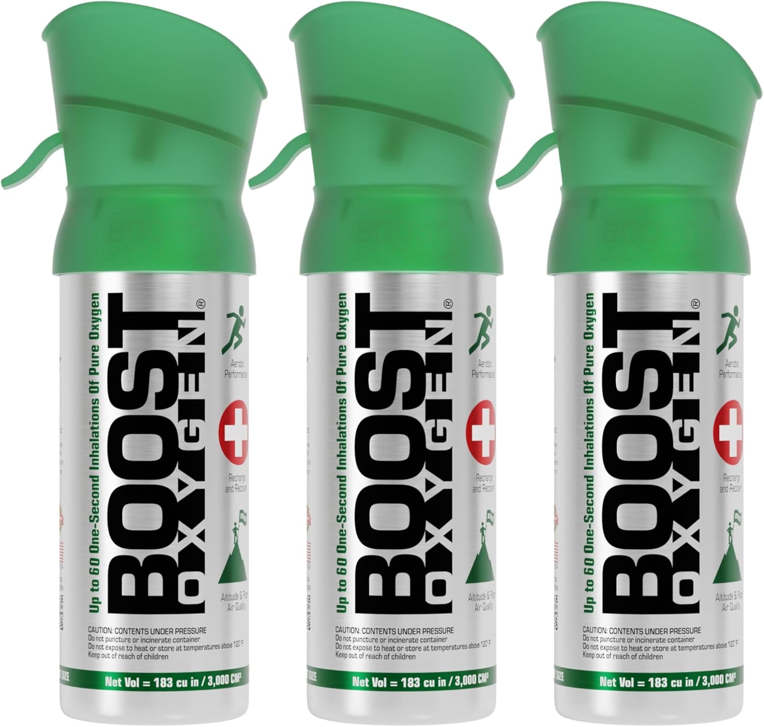 Boost Oxygen Pocket Size Natural 3L Canister | Respiratory Support for Aerobic Recovery, Altitude, Performance & Health (3 Pack)