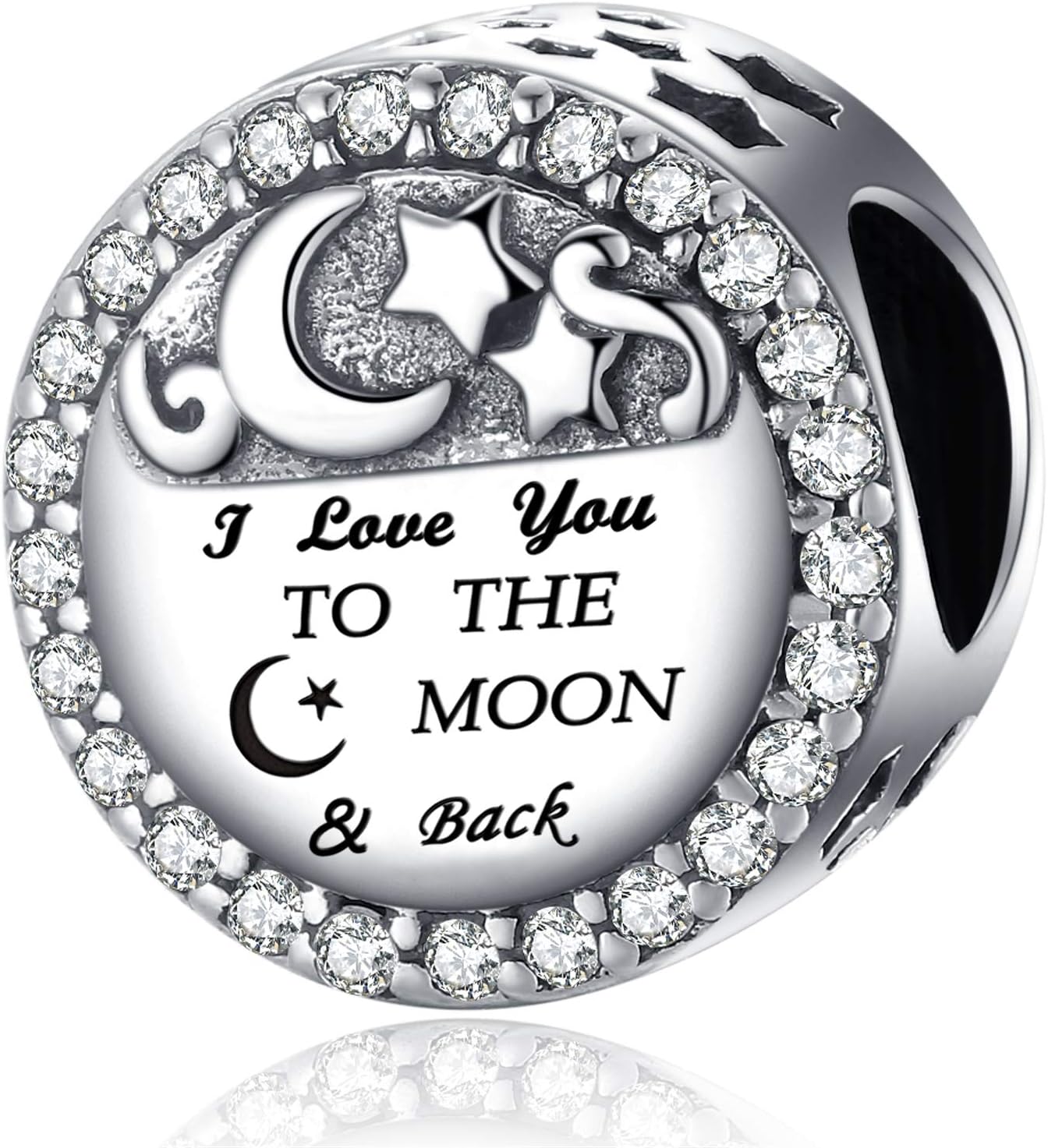 S925 Sterling Silver Charms Fit for Pandora Charms Bracelet I Love You to the Moon and Back Bead Charm Gifts for Woman