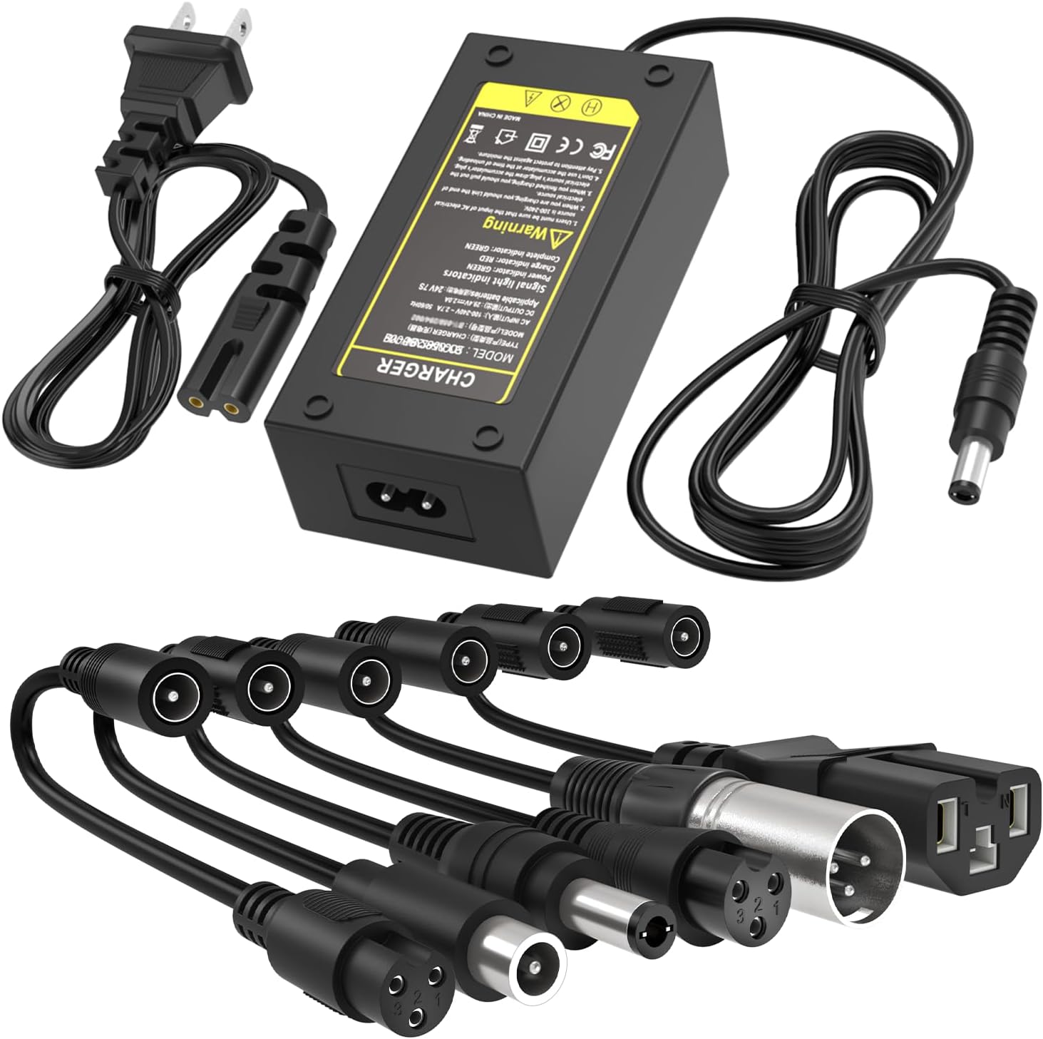 29.4V 2A Fast Charger with 6 Plugs Universal for 24V 25.2V 25.6V 25.9V Lithium Battery, BOEEA 7S Lithium-ion Battery Charger Replacement