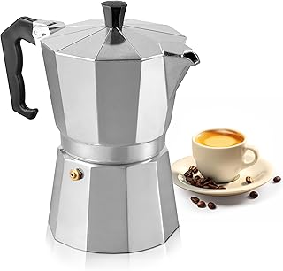 Mixpresso Aluminum Moka Stove Coffee Maker, Moka Pot Coffee Maker for Gas, Electric Stove Top, Classic Italian Coffee Maker, Espresso Maker Stovetop, Camping Pot 3 Espresso Cup 5 Oz
