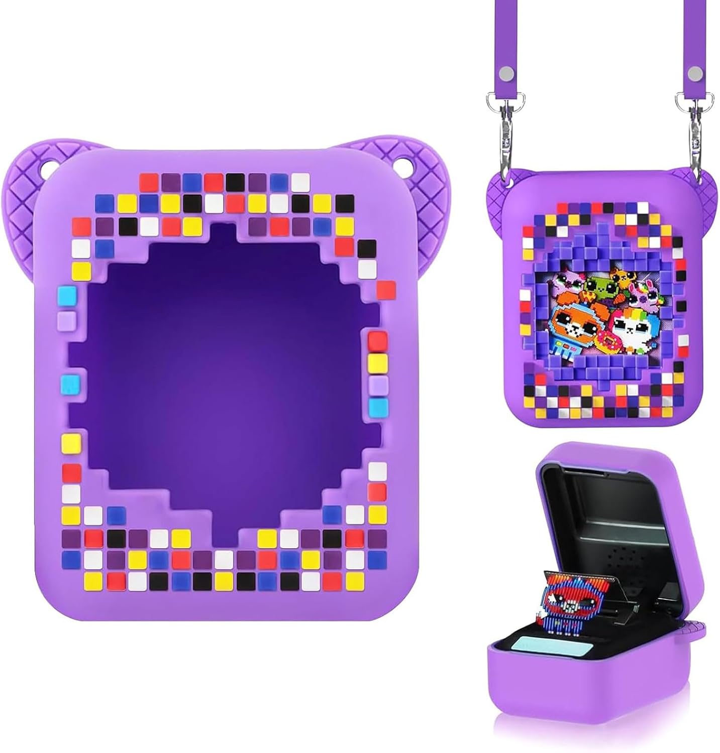 Silicone Case for Bitzee, Silicone Full Cover Case for Bitzee Disney Interactive Toy Digital Pet, Protective Skin Sleeve for Bitzee Disney Virtual Electronic Pets(Purple)