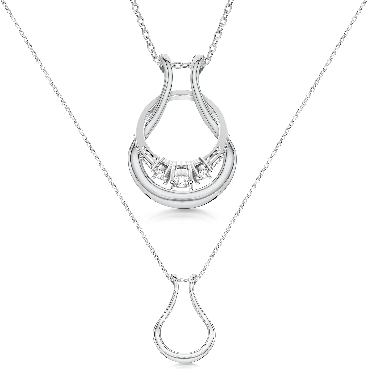 Ring Holder Necklace - Sterling Silver Ring Keeper Necklaces - Women & Men Wedding Ring Holder Necklace - Cute Necklace Jewelry for Women, Wife, Nurse, Doctor - Cute Ring Necklace Holder