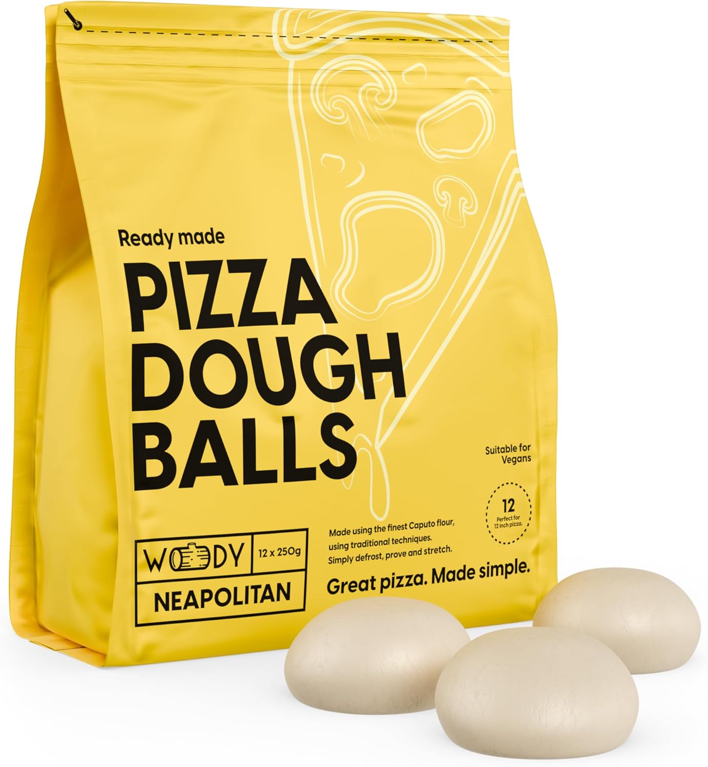 Pizza Dough Balls - Neapolitan 24 x 250g | Italian Pizza Dough Balls - Using Caputo 00 Pizza Flour | Created by Woody Oven