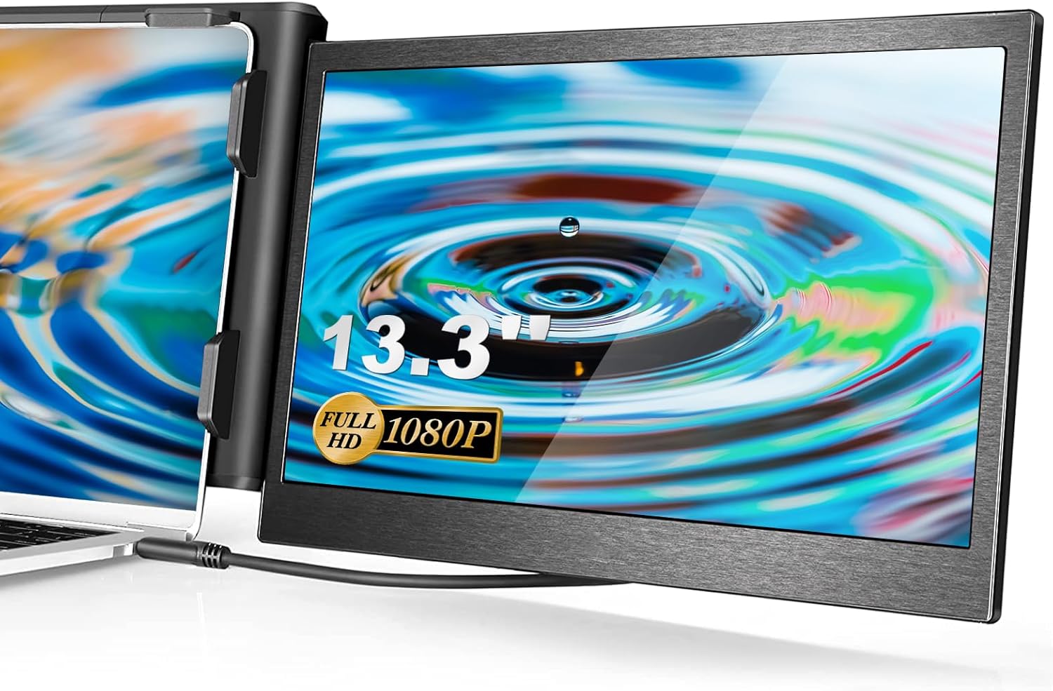 Teamgee Laptop Screen Extender, 13.3” Full HD IPS Display, HDMI/USB-A/Type-C Plug and Play for Windows Chrome & Mac