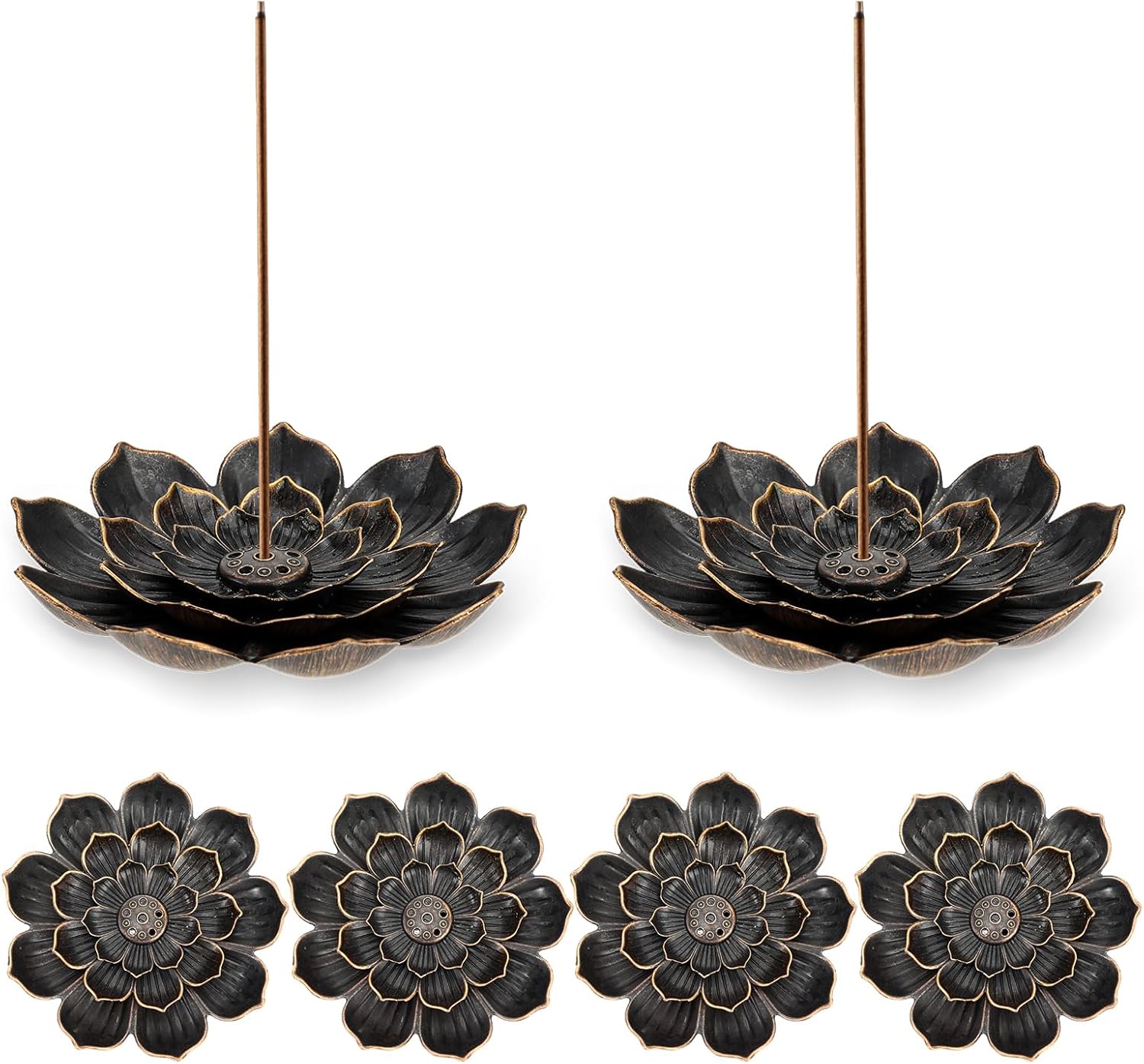 6 Pieces Incense Holder Lotus Incense Stick Holder Burner for Home Fragrance Yoga Sauna SPA Vintage Flower Shaped Multihole Holders for Stick