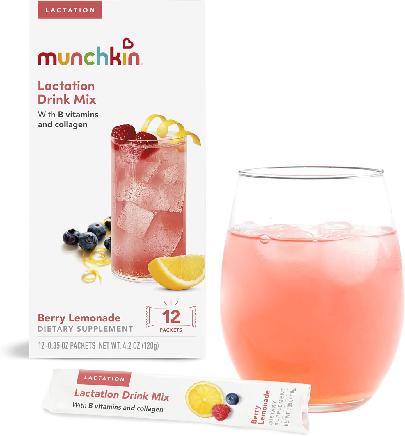 Munchkin Milkmakers Lactation Drink Mix, Berry Lemonade, 12 Count
