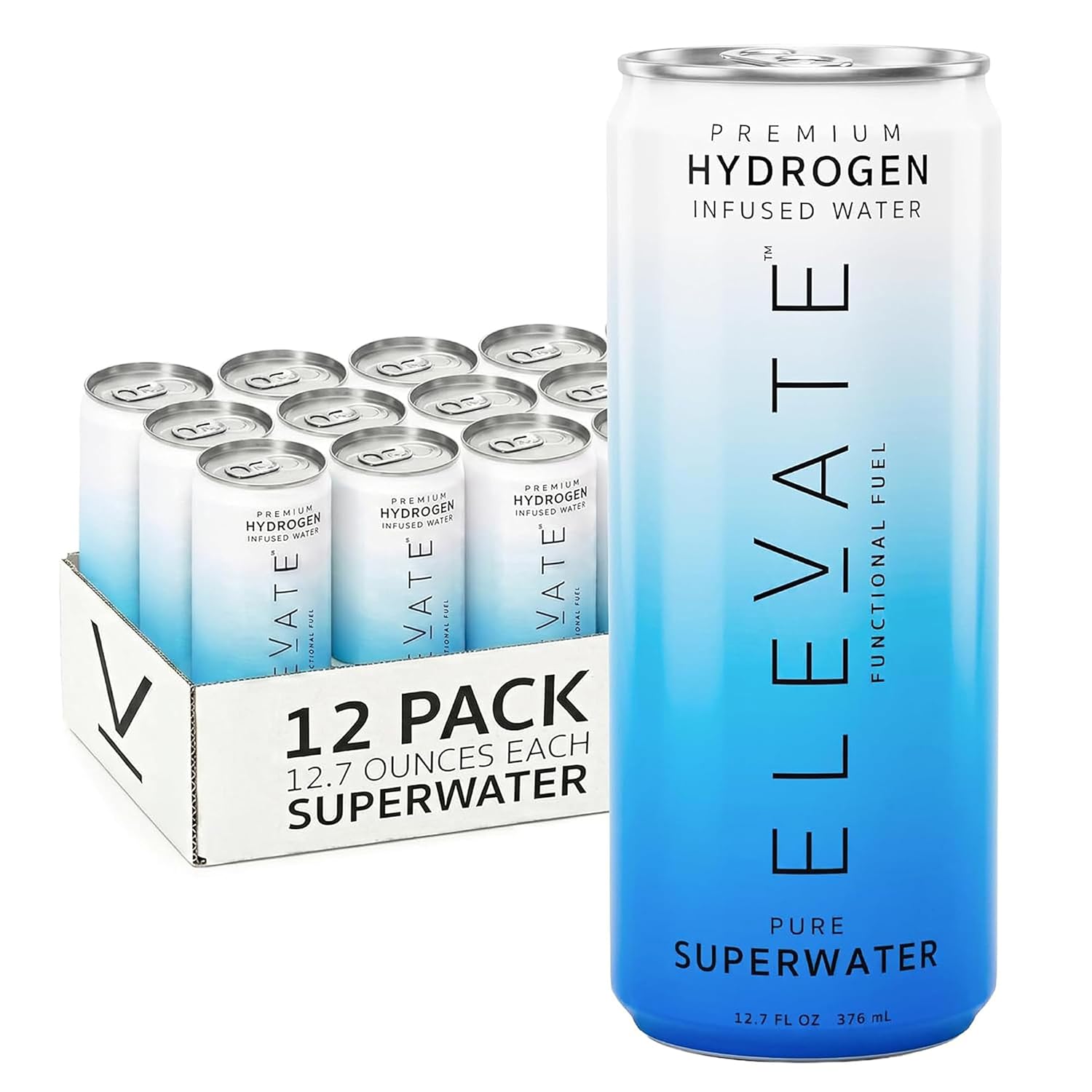Elevate Premium Hydrogen Water,Supports Recovery,Backed by Science -12 Pack
