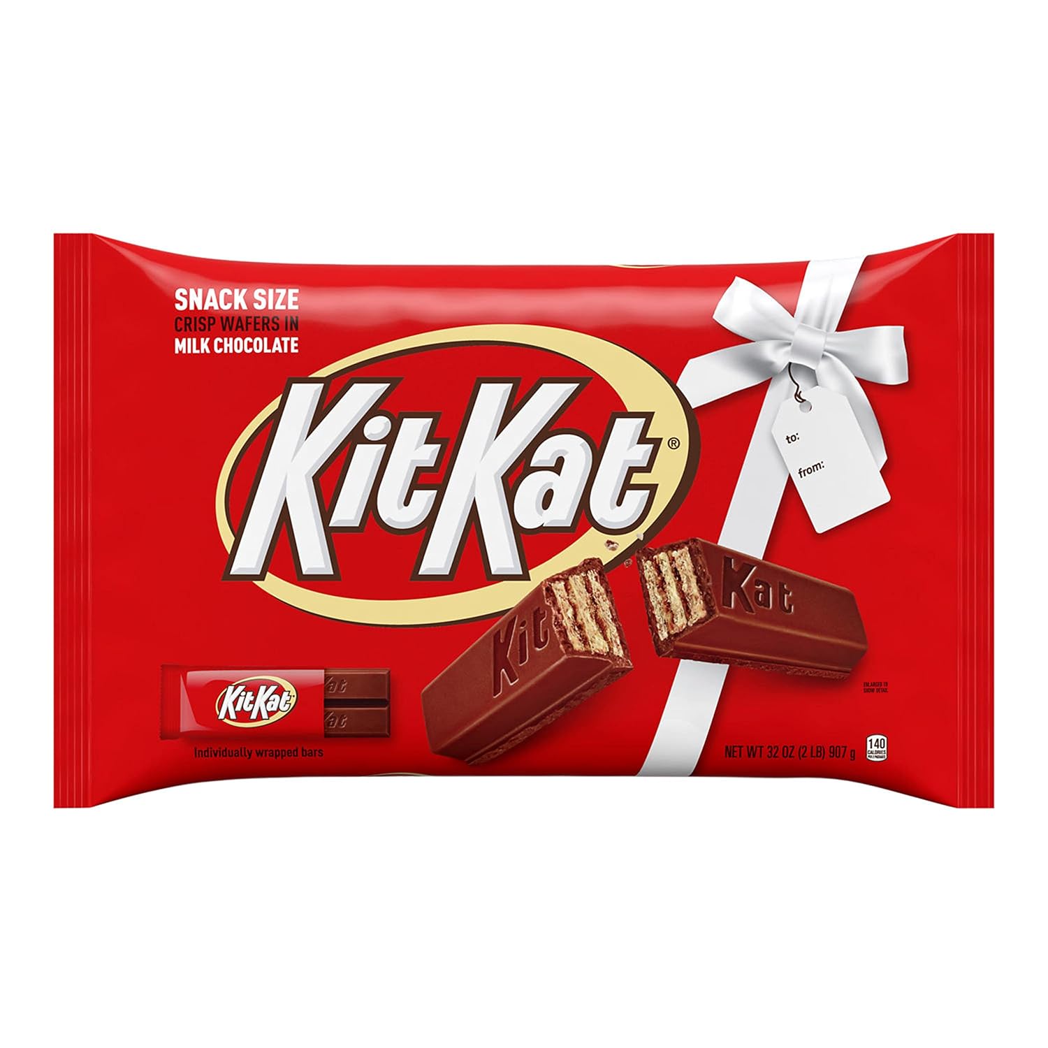 KIT KAT Milk Chocolate Wafer Snack Size, Christmas Candy Bag, 32 oz