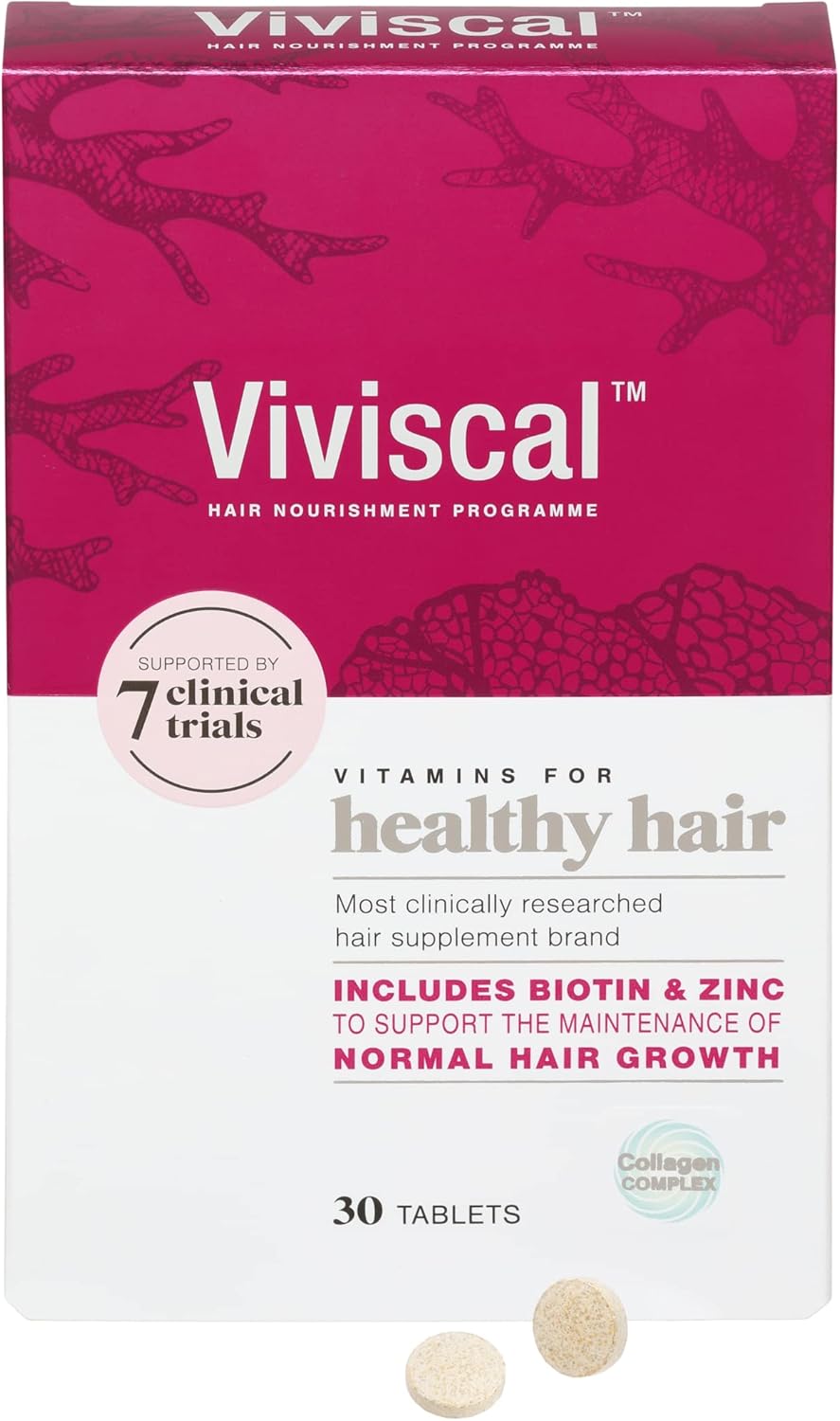 Viviscal Hair Supplement for Women, Biotin & Zinc Tablets, Natural Ingredients with Rich Marine Protein Complex AminoMar C, Contributes to Healthy Hair Growth, Pack of 30, 2 Week Supply