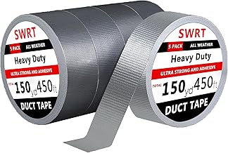 SWRT 5-Pack Silver Heavy Duty Duct Tape Strong Adhesive 2Inch 450ft/150yd, Duct Tape Heavy Duty Waterproof All Weather Gray Duct Tape No Residue Sealing & Patching for Indoor&Outdoor Repair