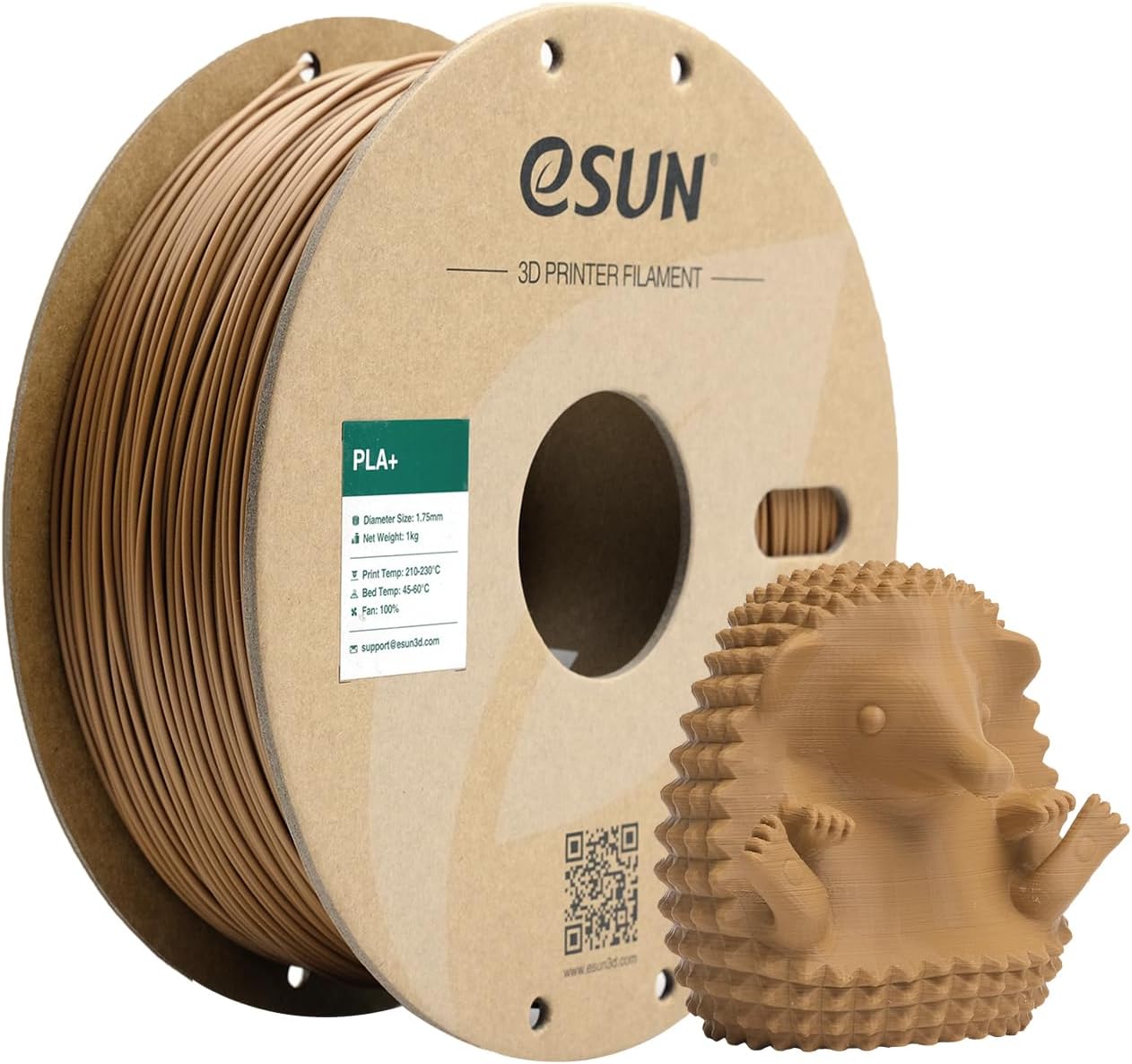 eSUN PLA+ Filament 1.75mm, Enhanced Toughness 3D Printer Filament PLA Plus, Dimensional Accuracy +/- 0.03mm, 1KG Spool (2.2 LBS) 3D Printing Filament for 3D Printers, Light Brown