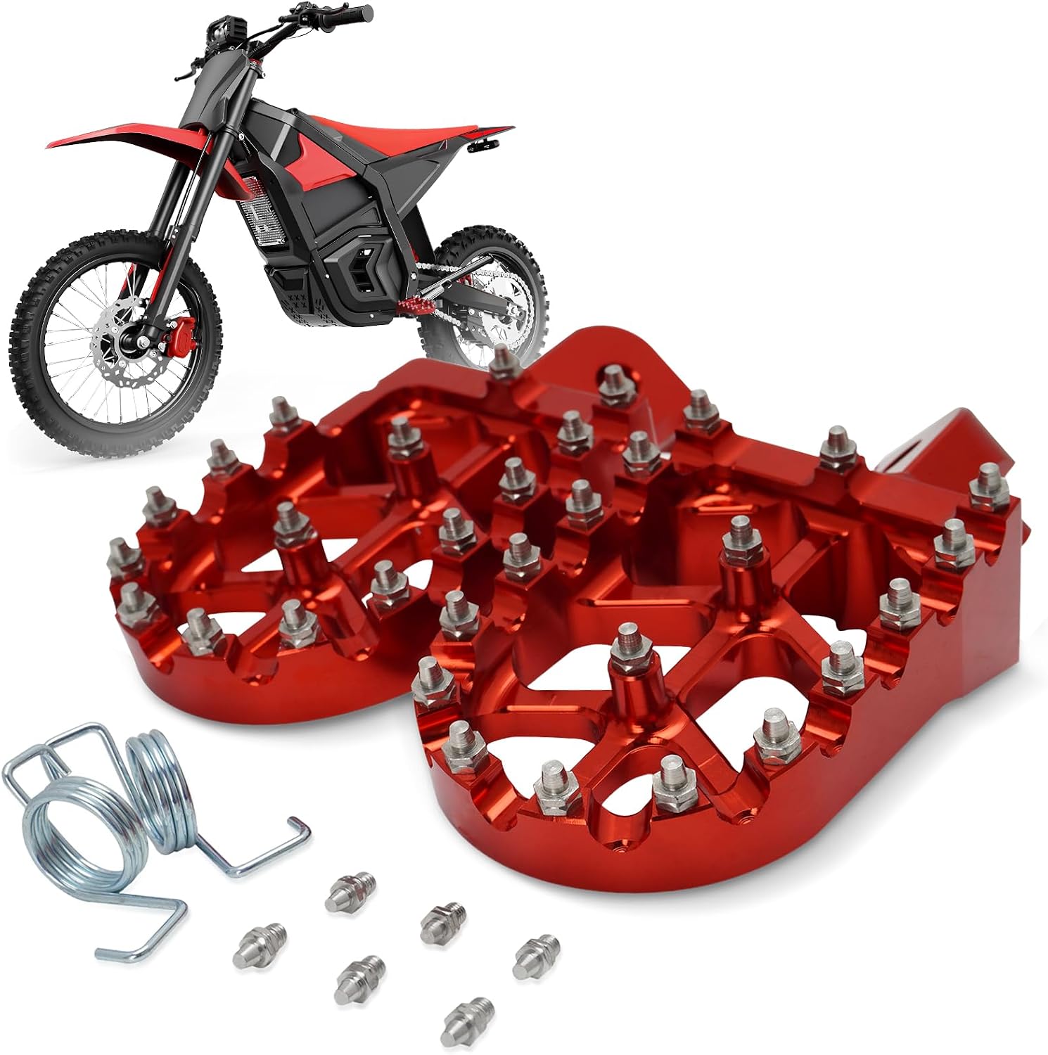 Ebike Footpegs Foot Pegs for Shadow Strike 60V Yozma In 10 2025 CRF XR CR 50-250CC Mini Bike Dirt Bike Foot Pedals E-Bike Red