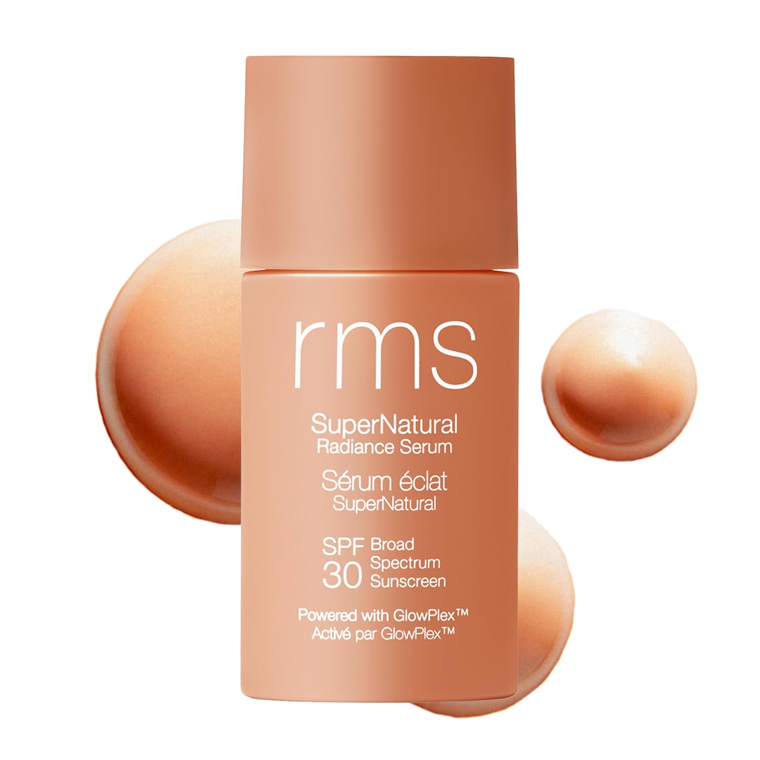 RMS Beauty SuperNatural Radiance Serum SPF 30 Sunscreen, 1 oz | Tinted mineral sunscreen SPF 30 & niacinamide glow primer. Corrects redness, dullness, & protects skin with clean coverage.