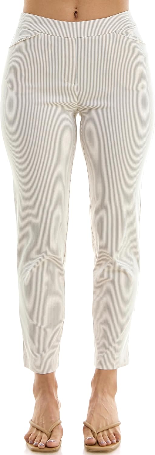 Zac & Rachel Women's Seersucker Millenium Ankle Length Pant with Front Half Pocket