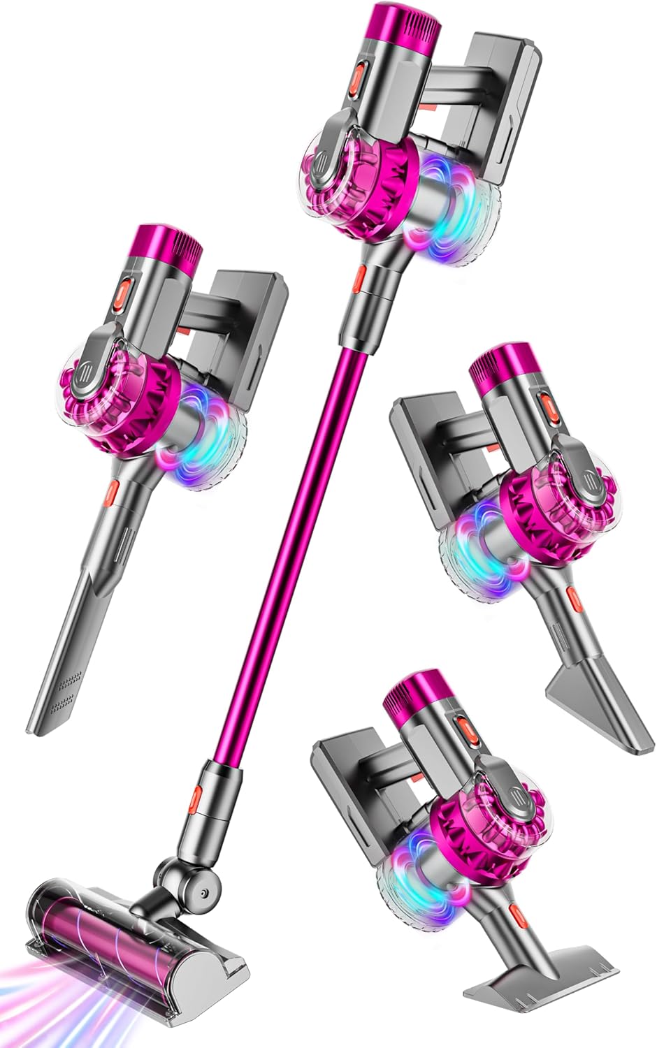 4-in-1 Kids Toy Vacuum That Really Works, Toddler Pretend Play Cleaning Set with Real Suction, Toys Working Cleaner Birthday Idea for 3 4 5 6 7+ Year Girl Boy (Rose Red)