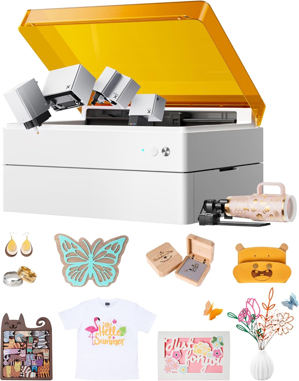 xTool M1 Ultra 4-in-1 Craft Machine with Riser Base and Rotary: 10W Laser Engraver, Inkjet Printing, Blade Cutting, Pen Drawing, DIY Machine for Home Crafts & Small Business, Supports 1000+ Materials