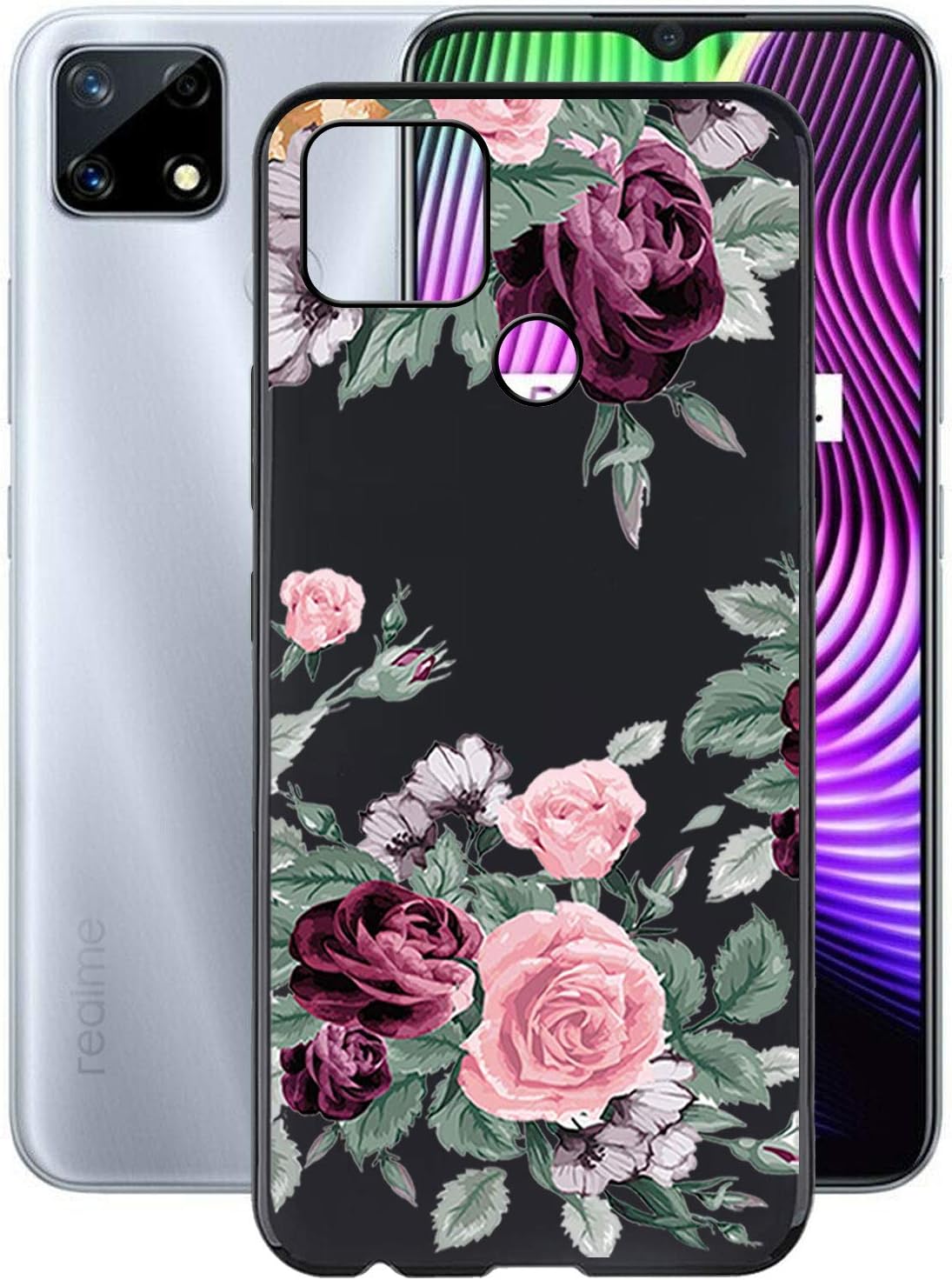 Case for Realme 7i RMX2193, KJYF Black Shockproof Bumper Cover, 360° Drop Protection Case Full Body Ultra-Thin Soft Silicone Cover + Case for Realme 7i RMX2193 Case 6.5 Inch - Red 9