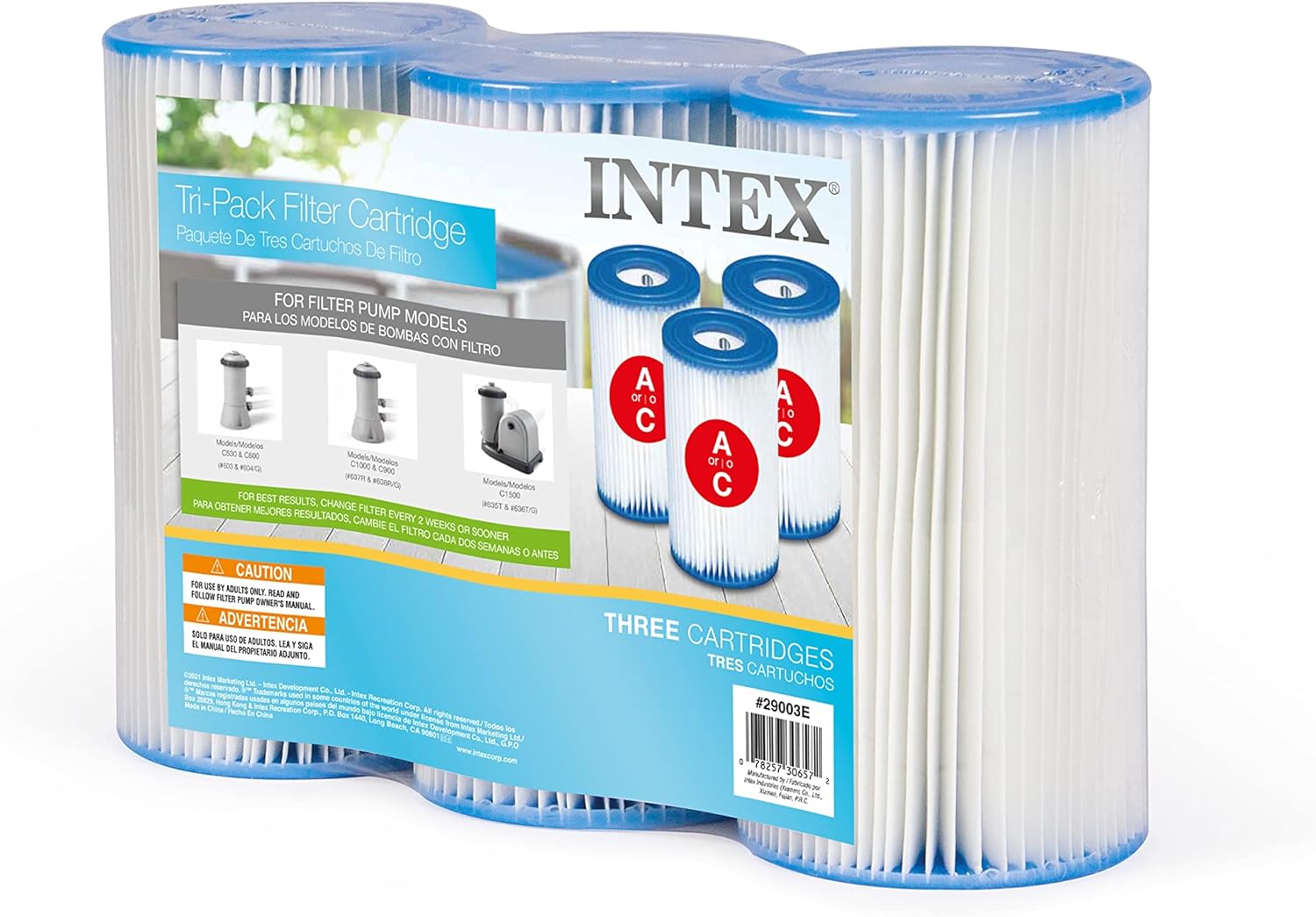 INTEX 29003E Type A Pool Filter Cartridge: For INTEX Filter Pumps – Easy-To-Clean – Dacron Paper – Efficient Filtration – Three Pack