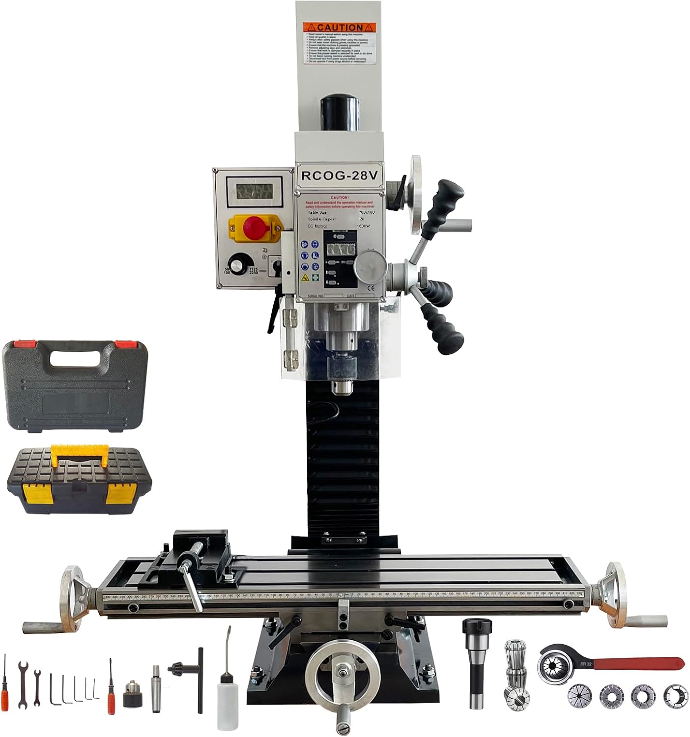 INTBUYING Mini Milling Drilling Machine Benchtop Mill Drill Machine R8 Precision Metalwolling Milling Machine Mirco-Feed 1300W 50-2250rpm Multi-Function Drill Mill for Professionals&Hobbyists 110V