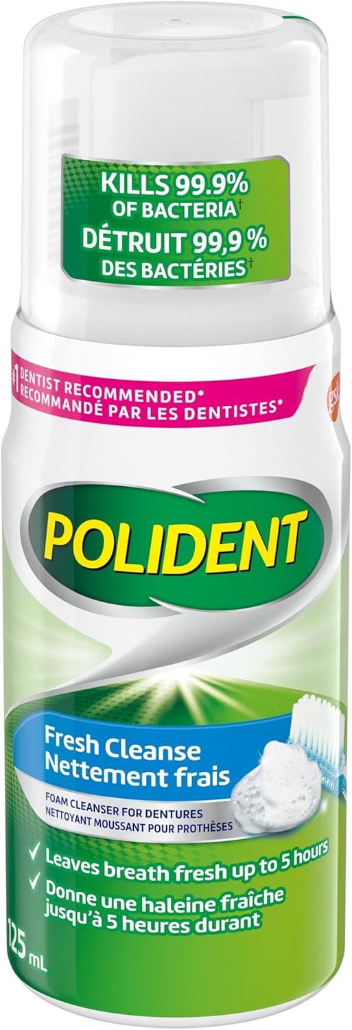 POLIDENT FRESH CLEANSE FOAMING DENTURE CLEANSER 125ML