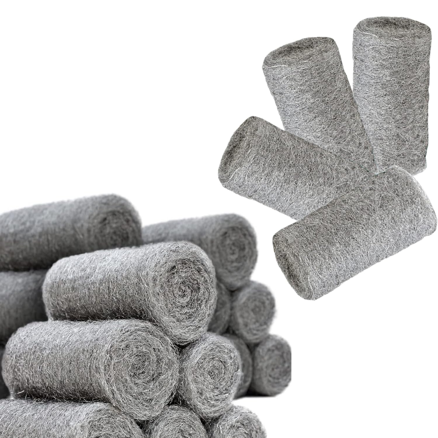Steel Wool 0000 Grade Pads Pack of 24 Ultra Fine Steel Wire Wool for Polishing, Sanding, Cleaning Applications, and Covering Wall Holes, Gaps