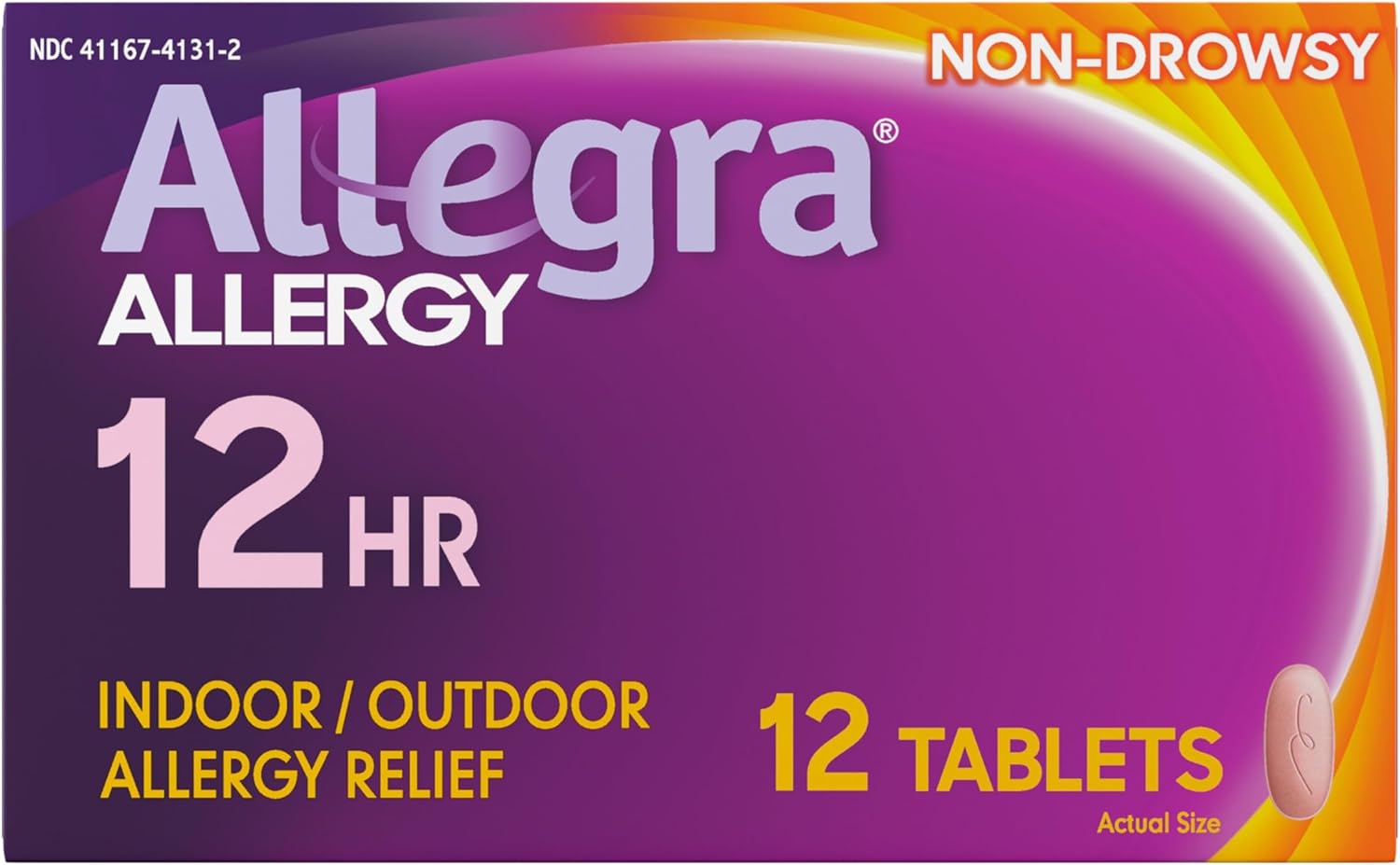 Allegra Adult 12HR Non-Drowsy Antihistamine, 12 Tablets, Fast-acting Allergy Symptom Relief, 60 mg