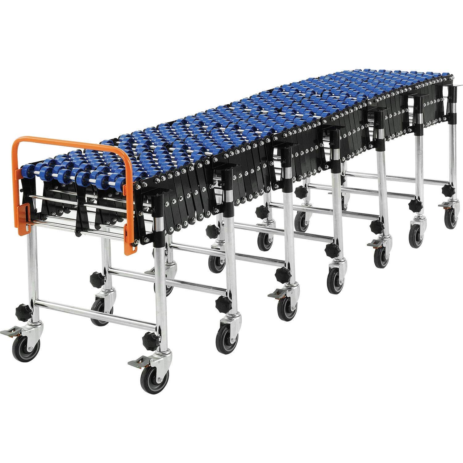 Global Industrial 6'2" to 24'8" Portable Flexible & Expandable Conveyor - Nylon Skate Wheels - 175 Lbs. Per Foot