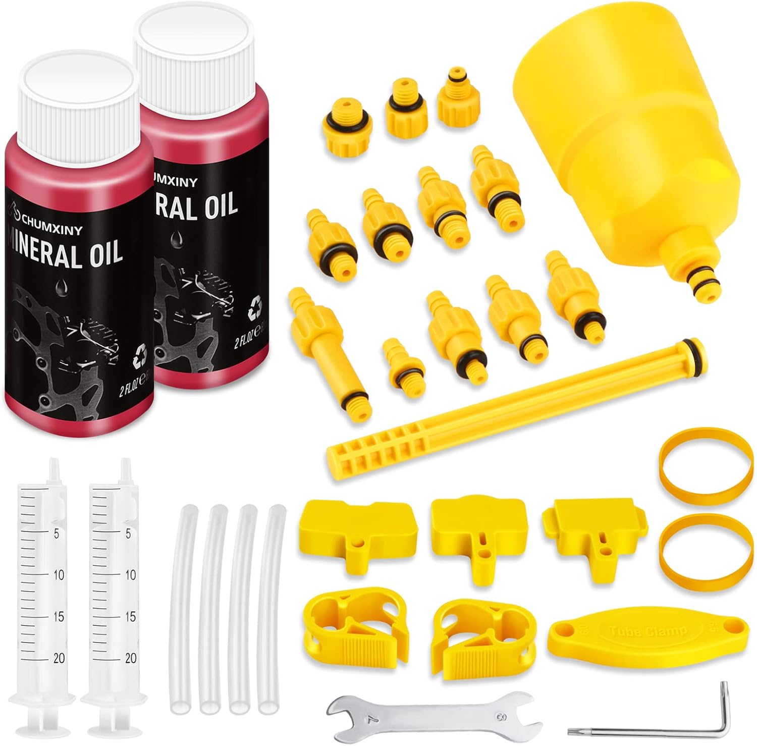 CHUMXINY Brake Bleed Kit for Shimano,TEKTRO, MAGURA Range of Hydraulic Disc Brakes, Including High Performance Mineral Brake Fluid (120ml).