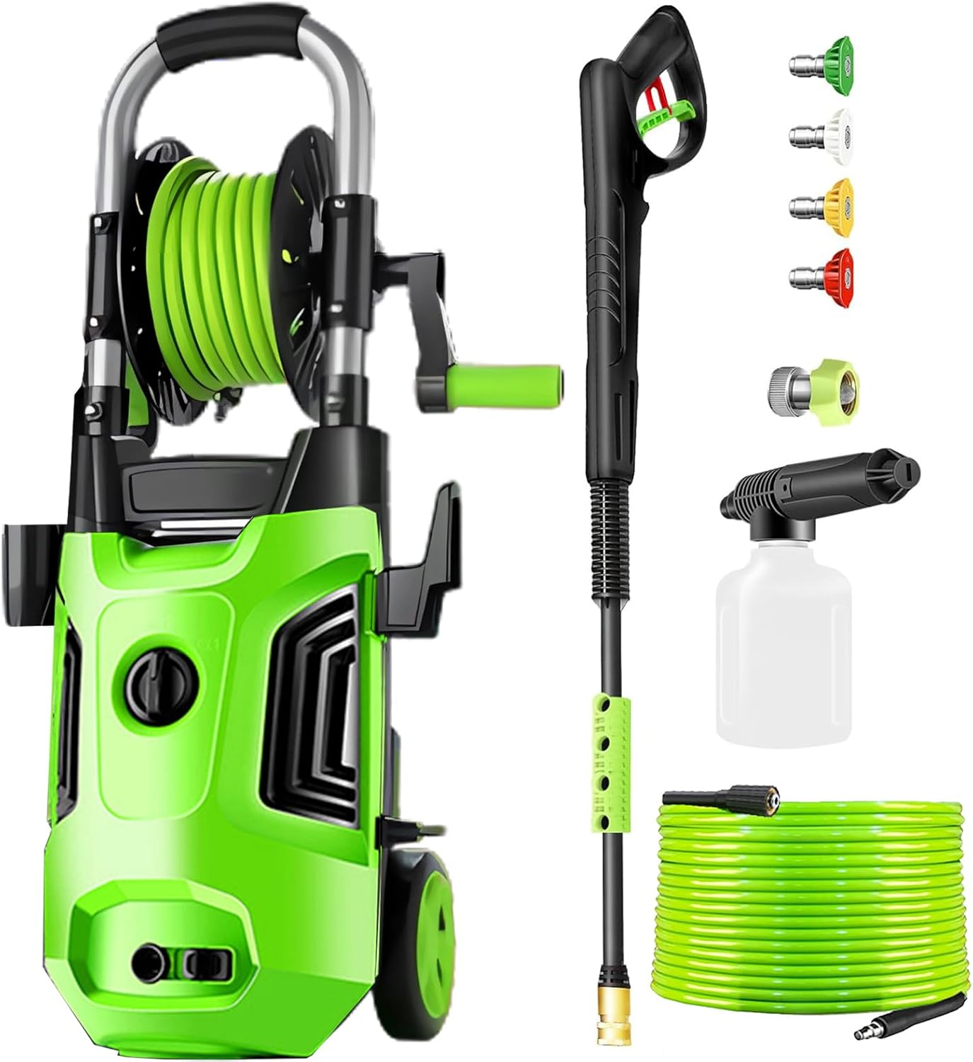 Electric Pressure Washer 4800 PSI 4.0 GPM Power Washers Electric Powered with with 33ft Pressure Hose, 4 Nozzle and Foam Cannon, Powerwashers for Home, Cars, Patio, Upgraded Light Green