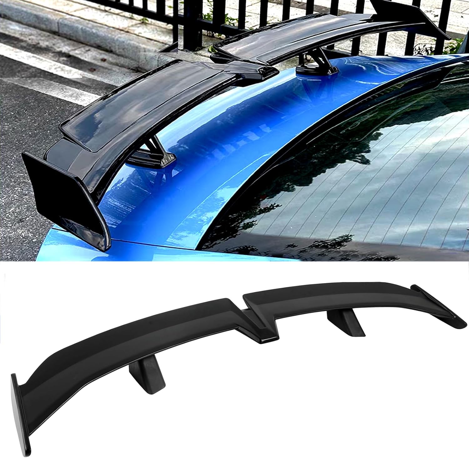 MTBNO Black 54 Inch PRO Style Rear Spoiler, Universal Car Rear Trunk Spoiler Wing Spoiler Compatible with Mazda Miata RX-7 Chevy Corvette Camaro Nissan Lexus Toyota Honda Civic Ford Mustang Scion