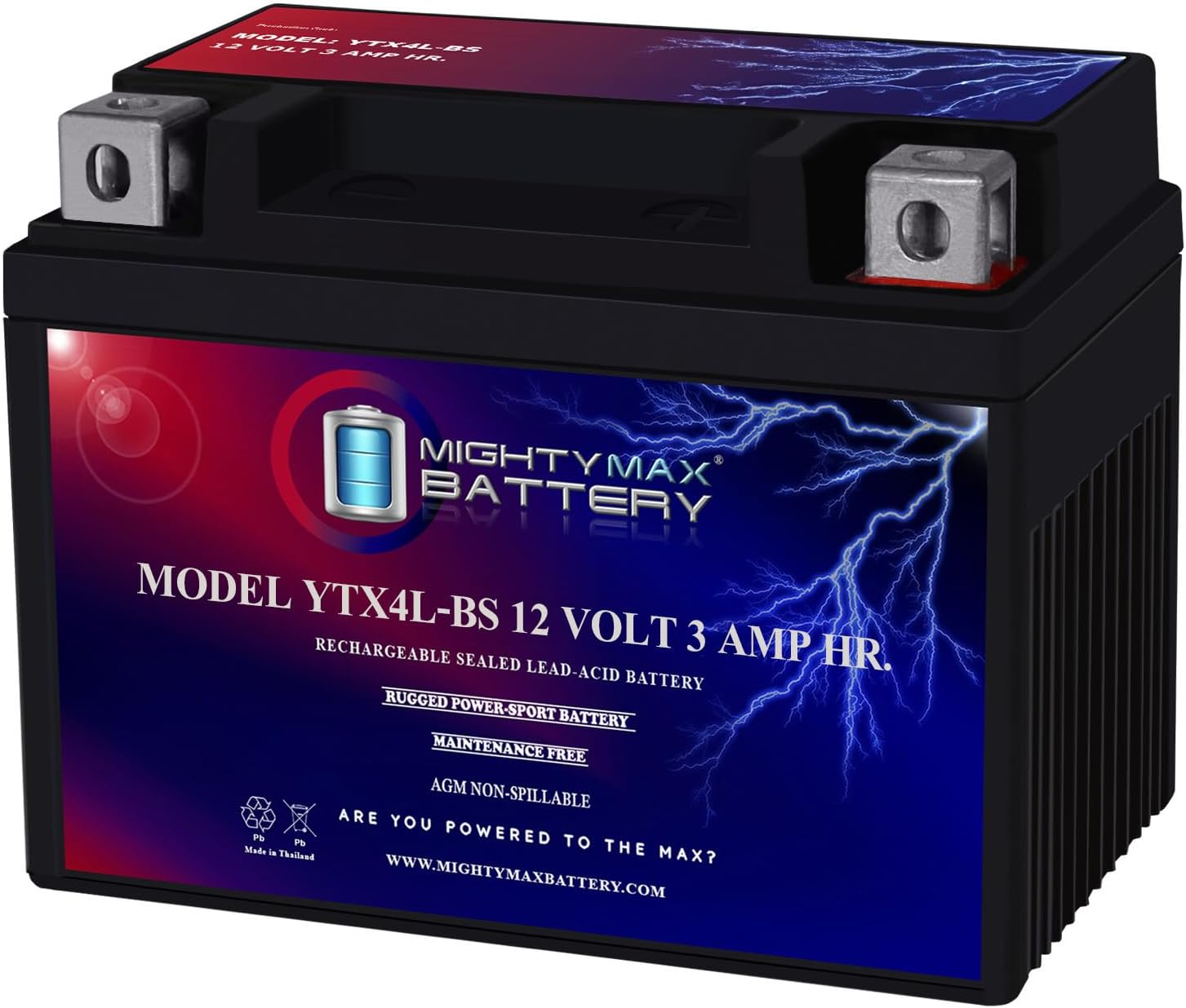 Mighty Max Battery YTX4L-BS SLA Battery for ATV Quad Dirt/Pit Bike 50/70/110/125 CC Brand Product