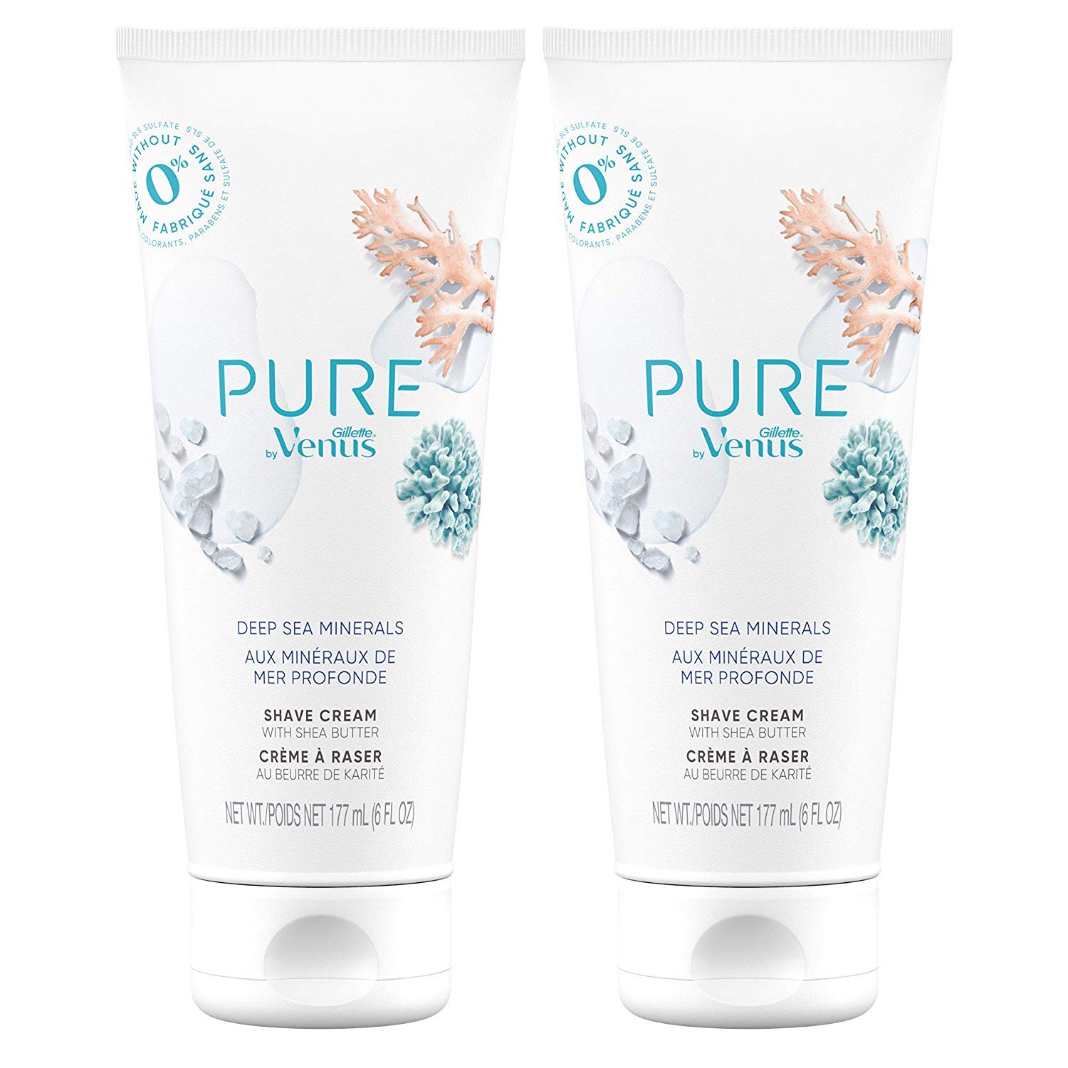 Gillette Venus PURE by Shaving Cream - Deep Sea Minerals, 6 Oz (Pack of 2)