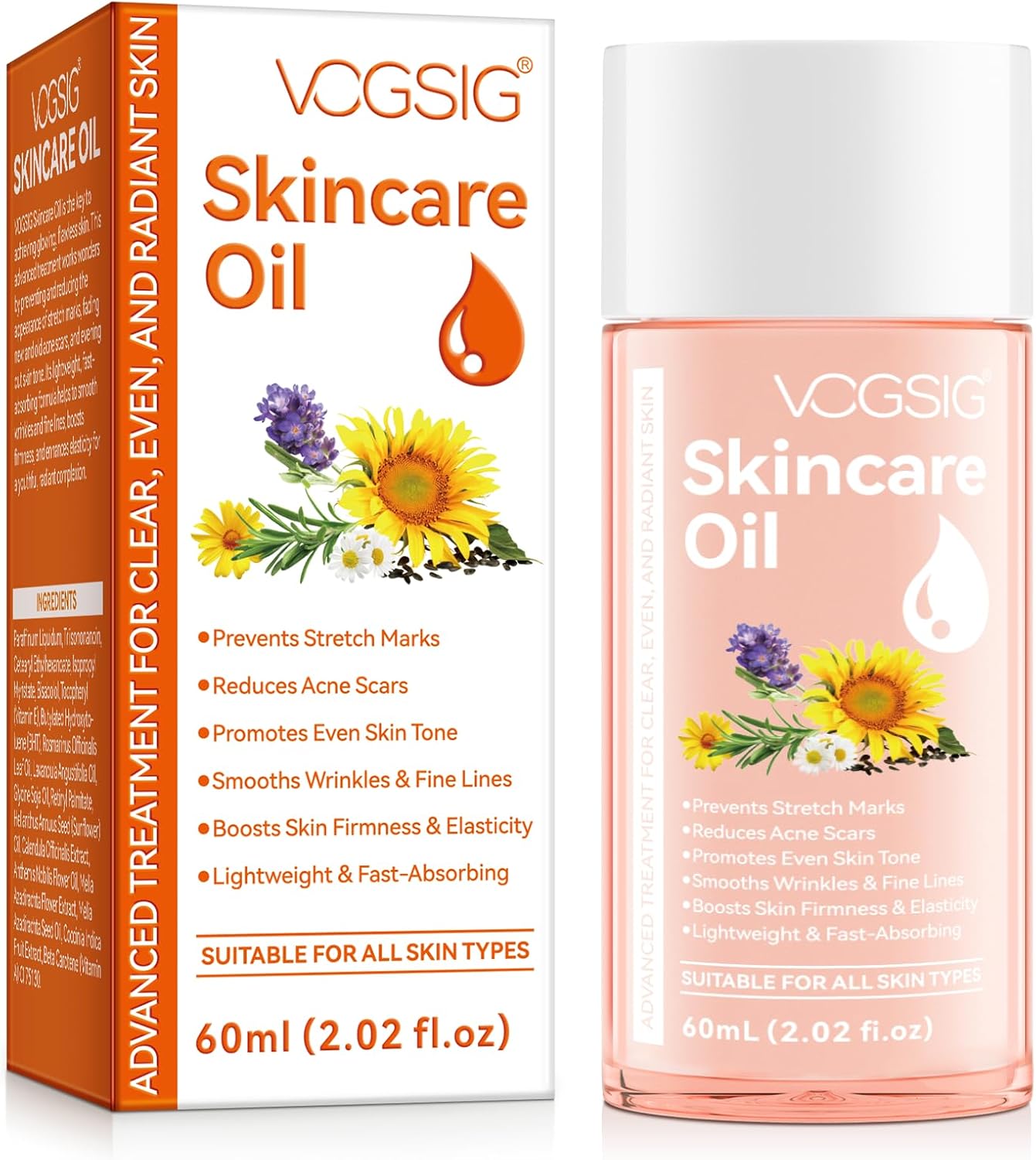 Skincare Body Oil, Serum for Scars and Stretchmarks, Face Moisturizer Dry Skin, Non-Greasy, Dermatologist Recommended, Non-Comedogenic, For All Skin Types, with Vitamin A, E
