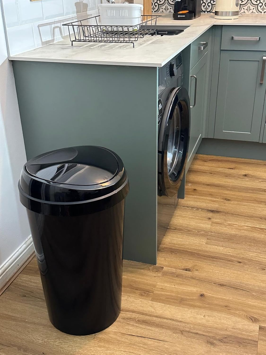 SPECTRAPLAST 60L Premium Black Brabatia Plastic Touch Top Bin, Dustbin, Rubbish Bin for Kitchen, Home With Coloured lids Black/Blue/Red/Silver/Green (BLACK)