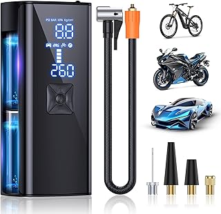 Tire Inflator Portable Air Compressor, 150PSI Portable Air Pump for Car Tires with 25000mAh Battery, 2X Faster Inflation Air Compressor with Digital Pressure Gauge for Car, Bike, Motorcycle, Ball