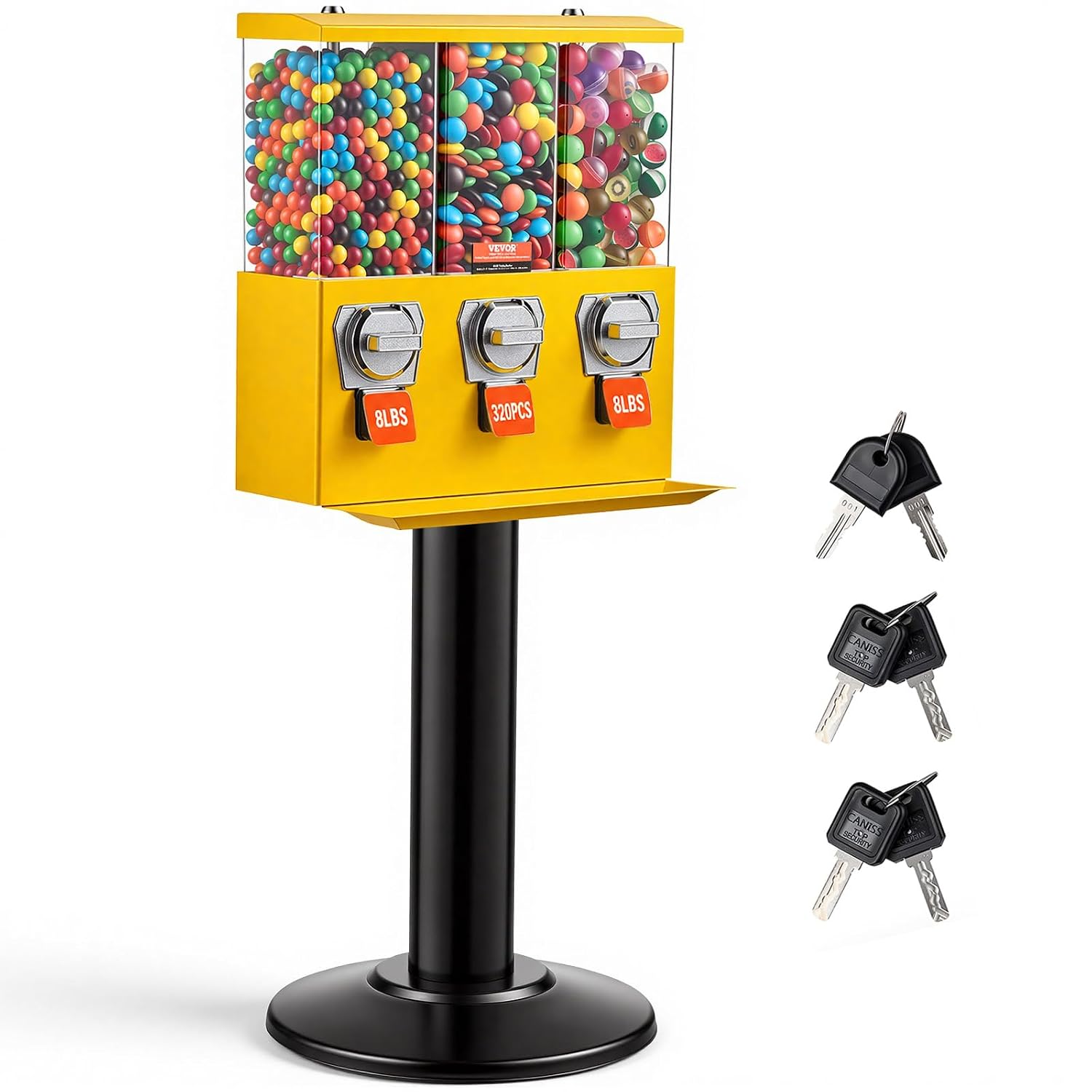 VEVOR Commercial Vending Machine Triple Compartment Gumball Candy Dispenser
