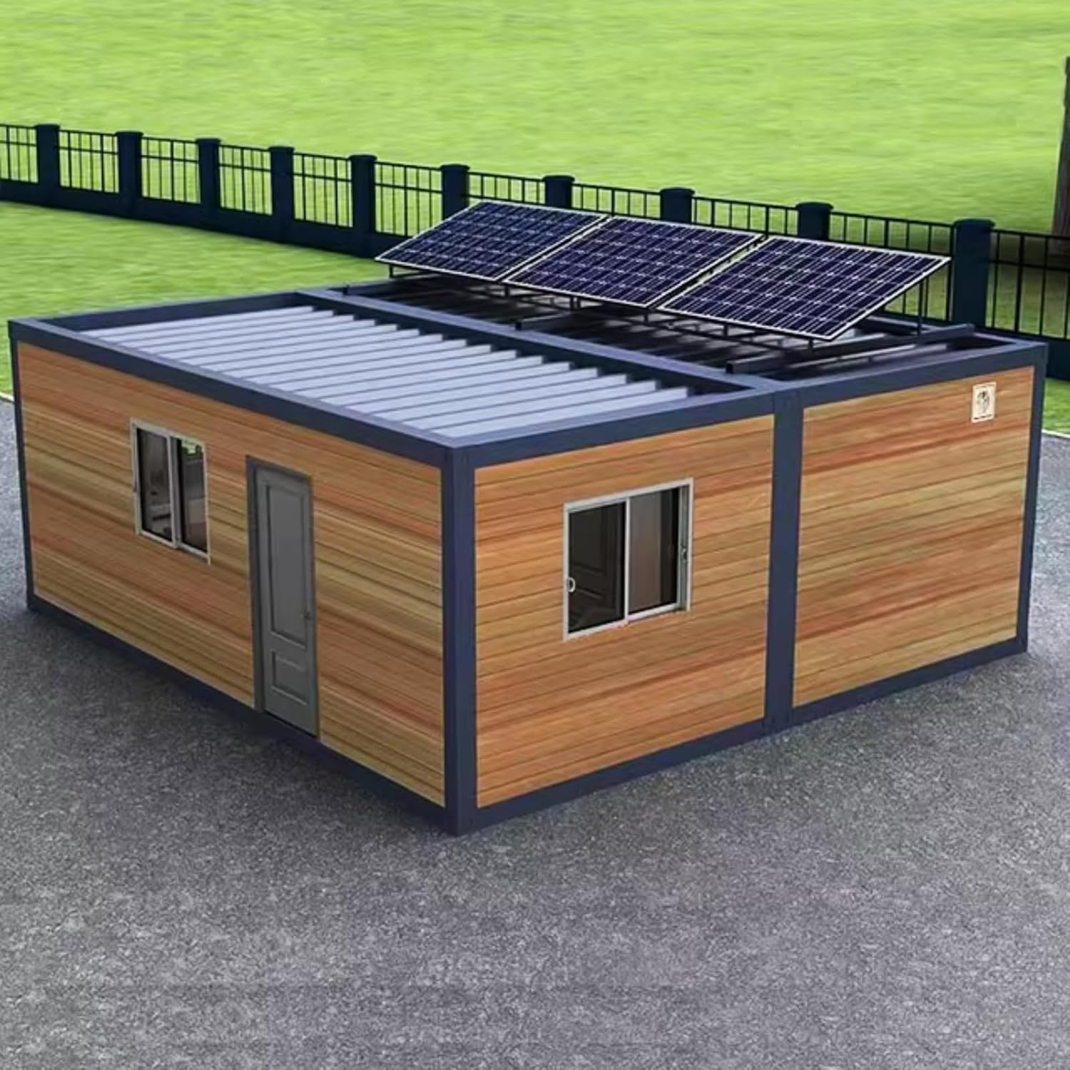 Luxury Modular House with Bathroom, 20ft/40ft prefabricated Container Wooden Texture Solar Container House