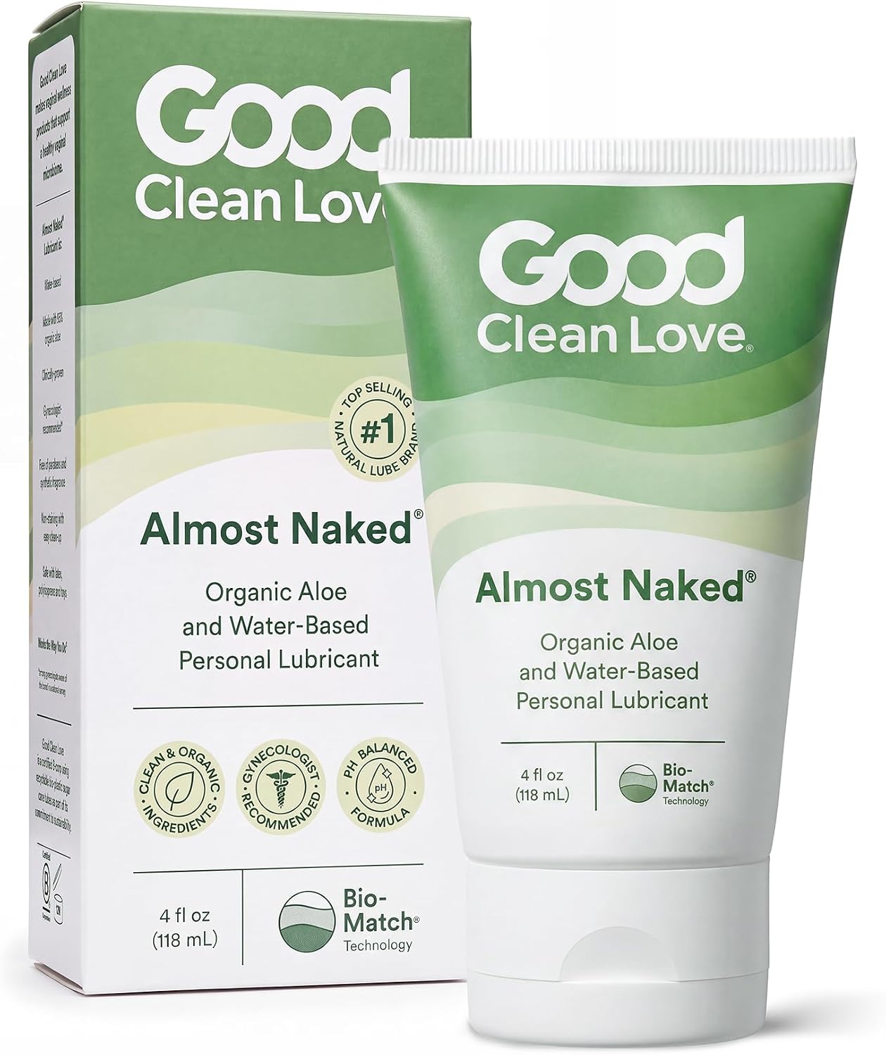 Good Clean Love Almost Naked Water-Based Lube, Organic Aloe, 4 Oz (1-Pack)