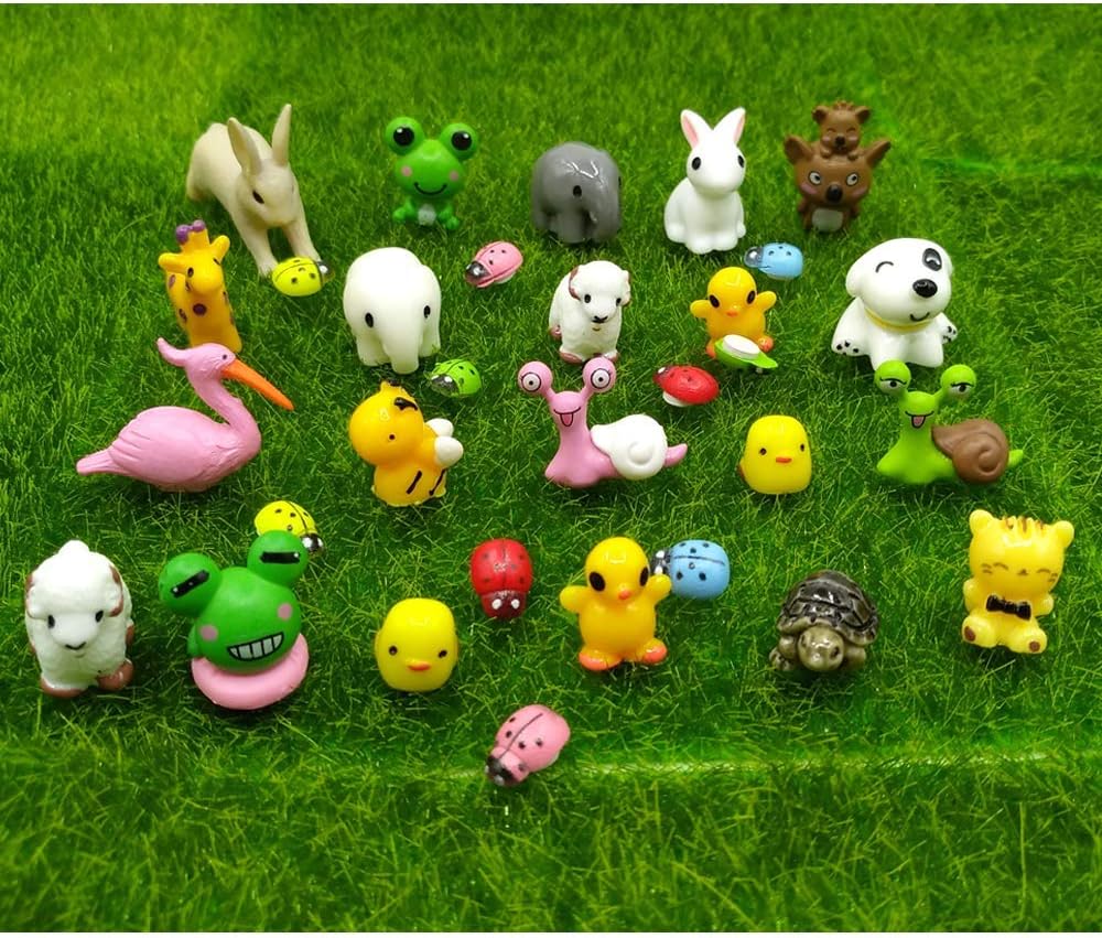 EMiEN 31 Pieces Mini Animals Miniature Ornament Kits,Tiny Figurines,Fairy Garden Animals for Fairy Garden,Dollhouse,Plant Pots,Bonsai Craft Decor