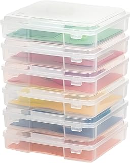 IRIS USA Portable Board Game Organizer Plastic Project Storage Case Box with Snap-Tight Latch, 6-Pack, Fits 8.5" x 11" Papers, for Games Puzzle Magazine Document Craft Hobby Art Supplies, Thick, Clear