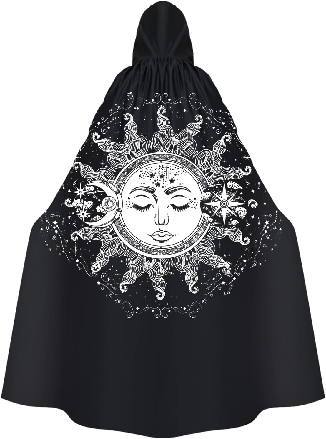 Black Cloak with Hood Men Halloween Cosplay Costumes for Adult Digital Print Cape Cool Cosplay Costume